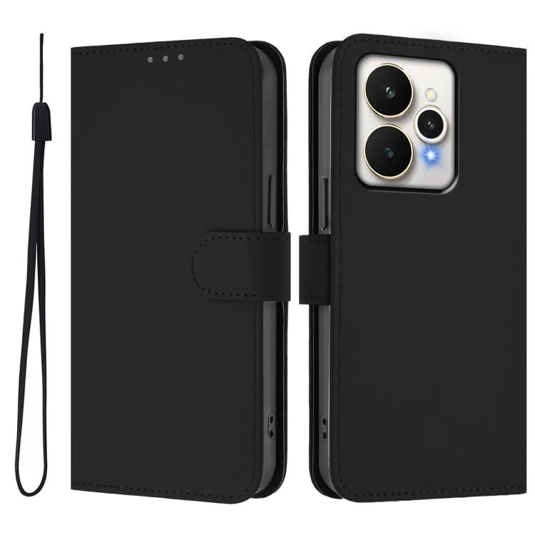 Skin Feel Solid Color Leather Phone Case with Lanyard, For Realme 15 / 15 Pro 5G Global, For Realme C71 4G Global