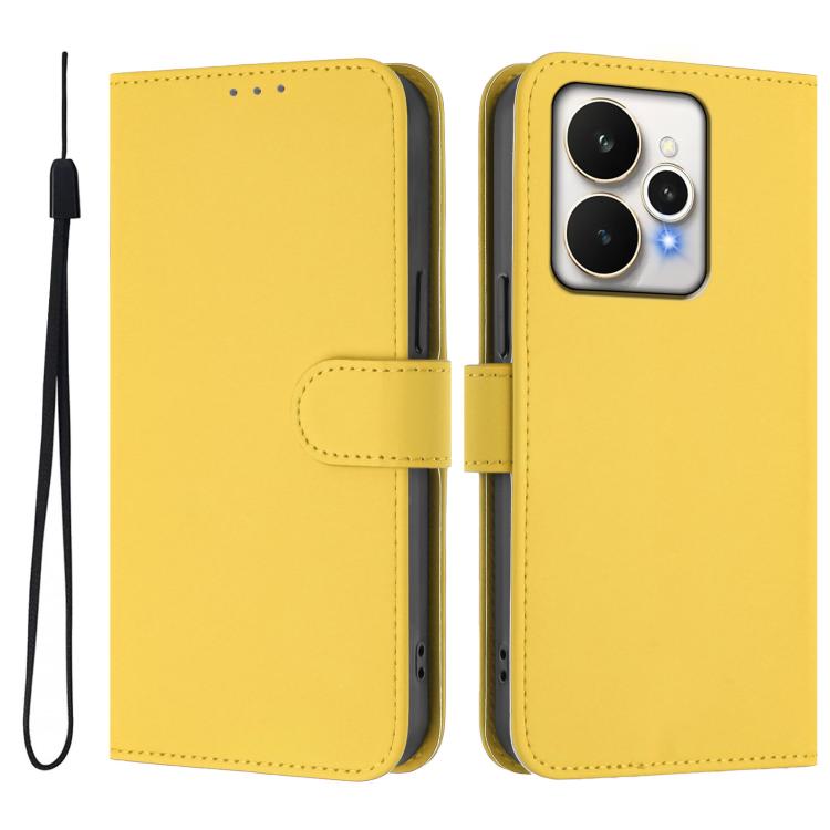 Skin Feel Solid Color Leather Phone Case with Lanyard, For Realme 15 / 15 Pro 5G Global, For Realme C71 4G Global
