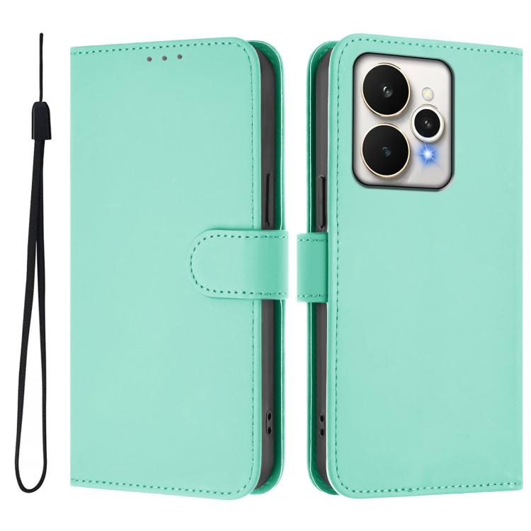 Skin Feel Solid Color Leather Phone Case with Lanyard, For Realme 15 / 15 Pro 5G Global, For Realme C71 4G Global