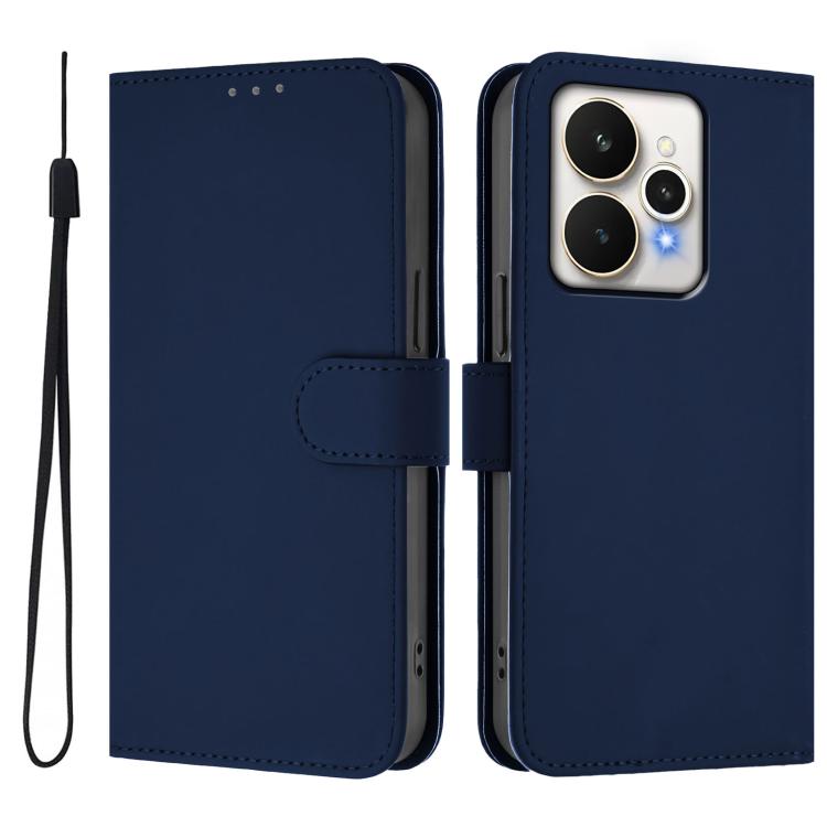 Skin Feel Solid Color Leather Phone Case with Lanyard, For Realme 15 / 15 Pro 5G Global, For Realme C71 4G Global