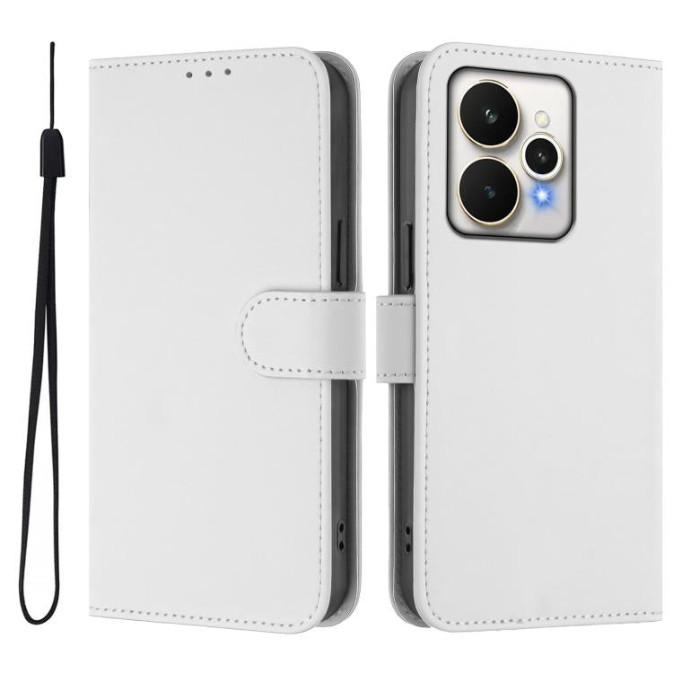 Skin Feel Solid Color Leather Phone Case with Lanyard, For Realme 15 / 15 Pro 5G Global, For Realme C71 4G Global