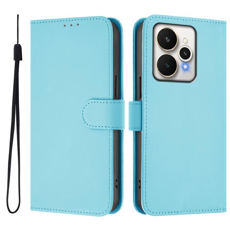 Skin Feel Solid Color Leather Phone Case with Lanyard, For Realme 15 / 15 Pro 5G Global, For Realme C71 4G Global