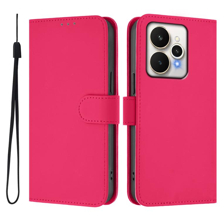 Skin Feel Solid Color Leather Phone Case with Lanyard, For Realme 15 / 15 Pro 5G Global, For Realme C71 4G Global