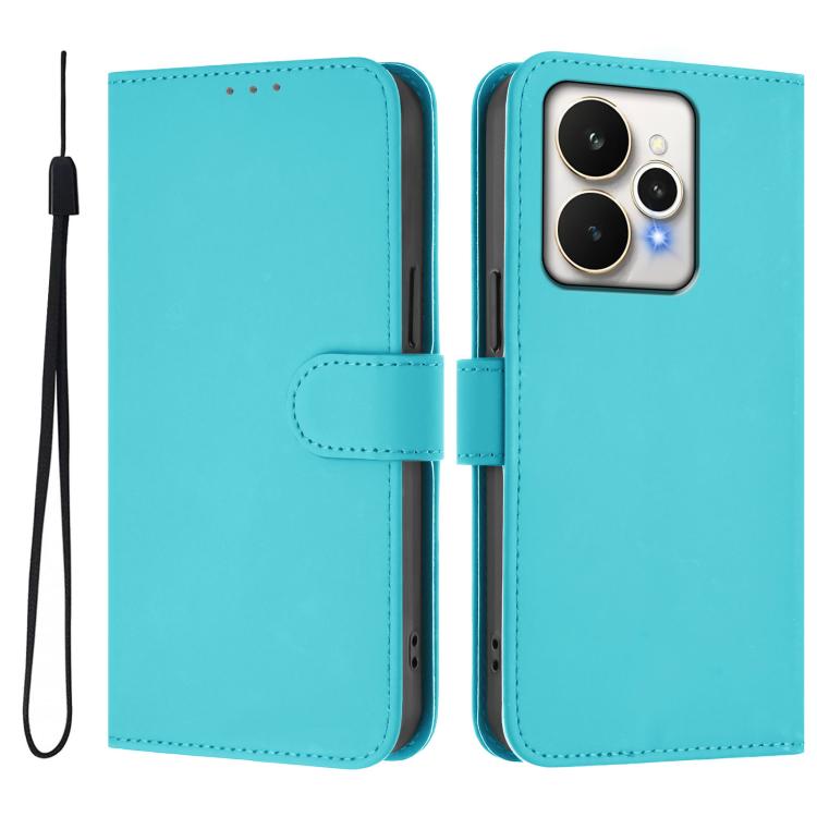 Skin Feel Solid Color Leather Phone Case with Lanyard, For Realme 15 / 15 Pro 5G Global, For Realme C71 4G Global