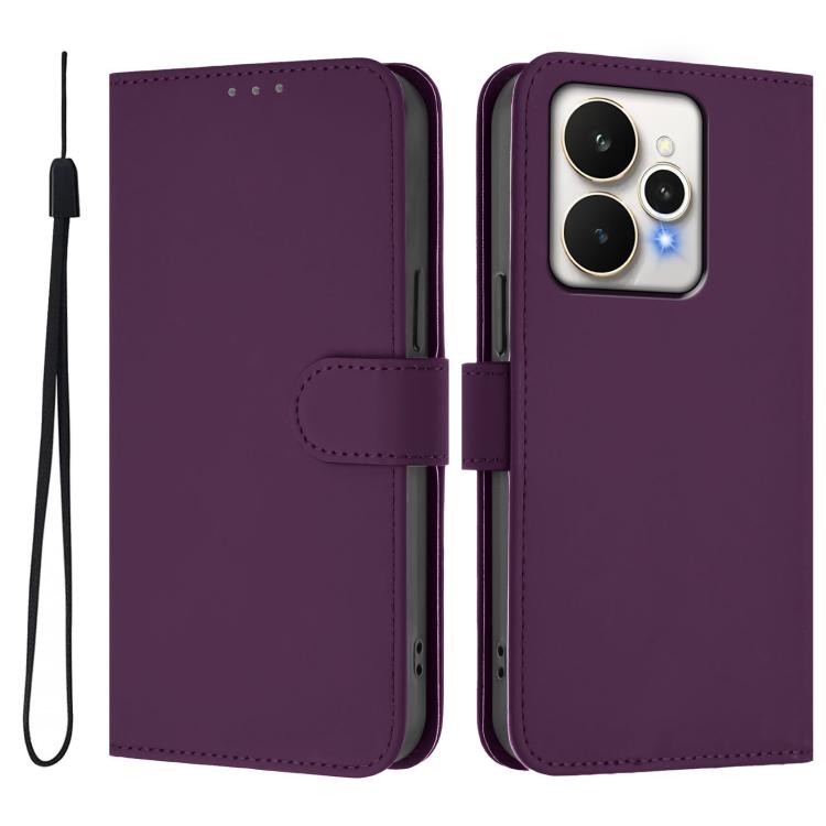 Skin Feel Solid Color Leather Phone Case with Lanyard, For Realme 15 / 15 Pro 5G Global, For Realme C71 4G Global
