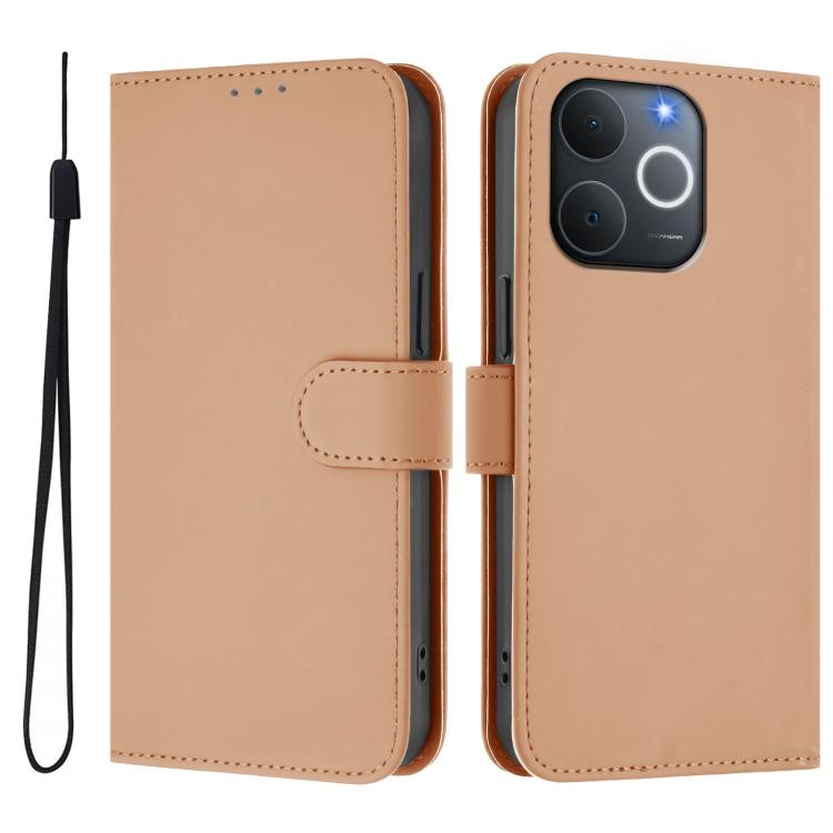 Skin Feel Solid Color Leather Phone Case with Lanyard, For Realme P4x 5G, For Realme C71 4G India