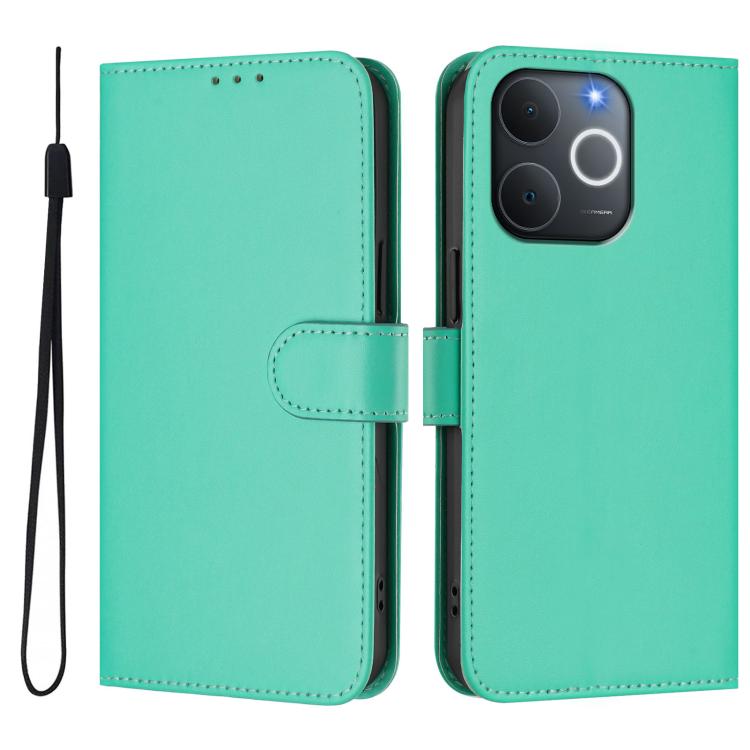 Skin Feel Solid Color Leather Phone Case with Lanyard, For Realme P4x 5G, For Realme C71 4G India