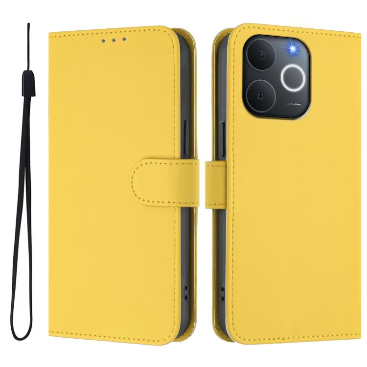 Skin Feel Solid Color Leather Phone Case with Lanyard, For Realme P4x 5G, For Realme C71 4G India