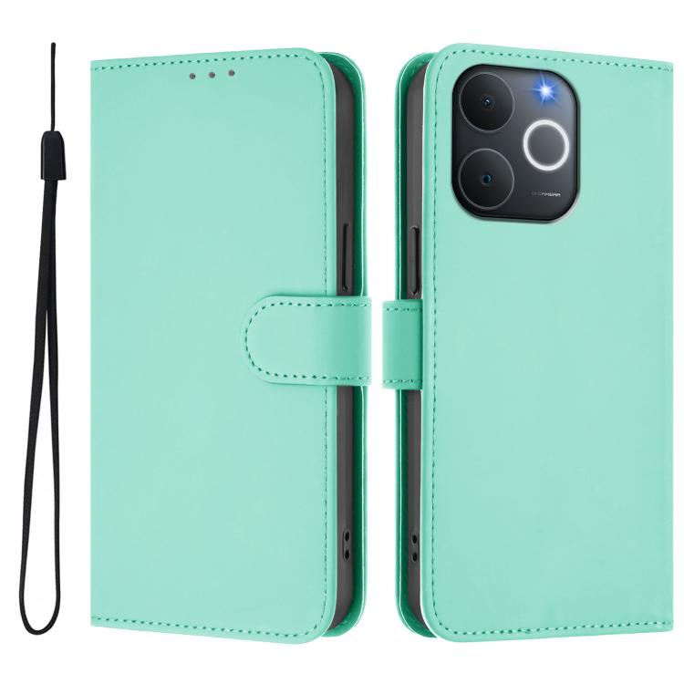 Skin Feel Solid Color Leather Phone Case with Lanyard, For Realme P4x 5G, For Realme C71 4G India