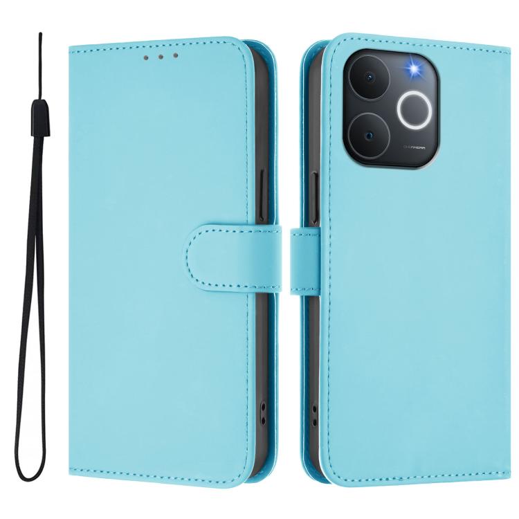Skin Feel Solid Color Leather Phone Case with Lanyard, For Realme P4x 5G, For Realme C71 4G India