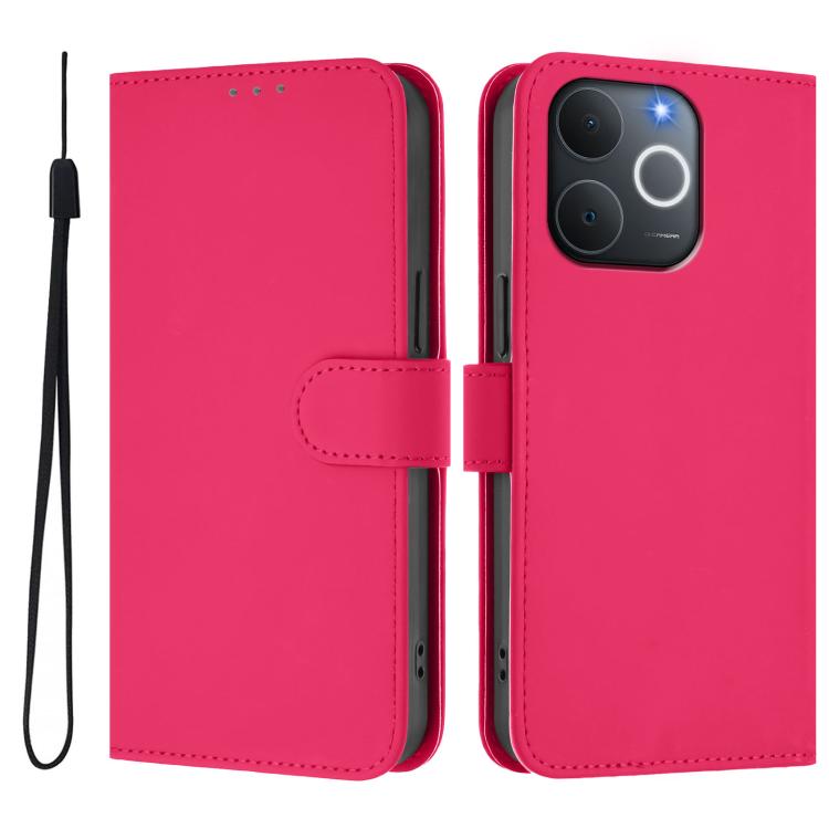 Skin Feel Solid Color Leather Phone Case with Lanyard, For Realme P4x 5G, For Realme C71 4G India