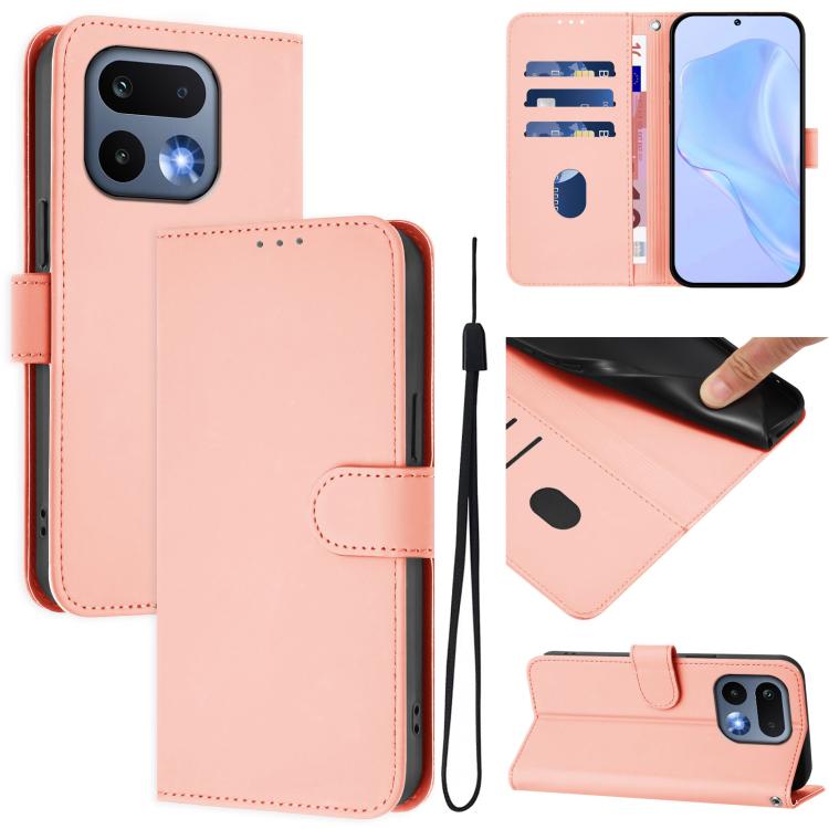 Skin Feel Solid Color Leather Phone Case with Lanyard, For Realme 16 Pro+ 5G Global, For Realme 16 Pro 5G Global