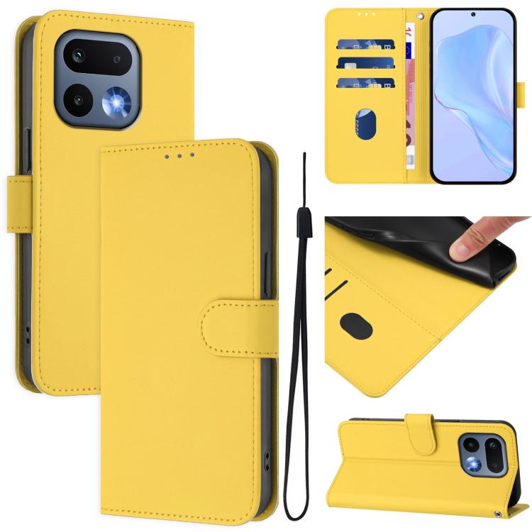 Skin Feel Solid Color Leather Phone Case with Lanyard, For Realme 16 Pro+ 5G Global, For Realme 16 Pro 5G Global