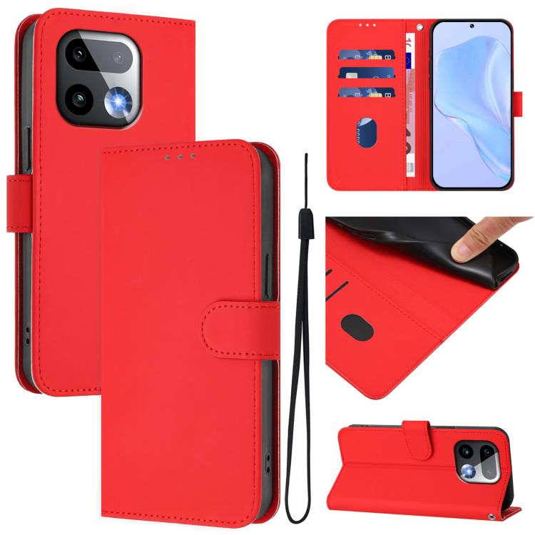 Skin Feel Solid Color Leather Phone Case with Lanyard, For Realme 16 Pro+ 5G Global, For Realme 16 Pro 5G Global