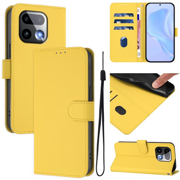 Skin Feel Solid Color Leather Phone Case with Lanyard, For Realme 16 Pro+ 5G Global, For Realme 16 Pro 5G Global