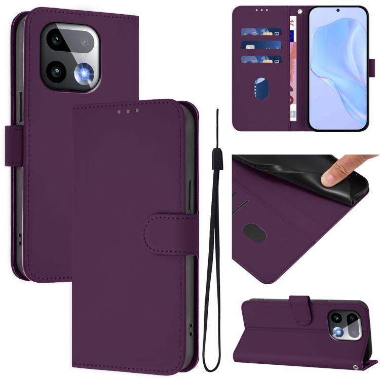 Skin Feel Solid Color Leather Phone Case with Lanyard, For Realme 16 Pro+ 5G Global, For Realme 16 Pro 5G Global
