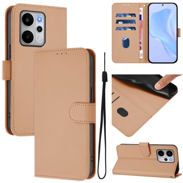 Skin Feel Solid Color Leather Phone Case with Lanyard, For Realme P4 Power 5G, For Realme Note 80 4G Global