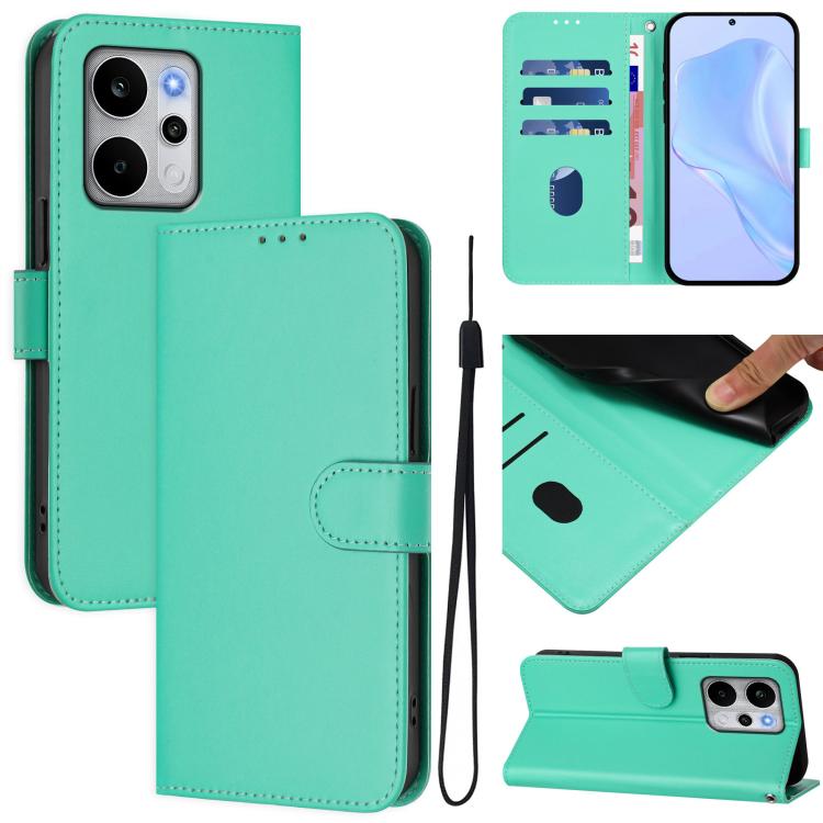 Skin Feel Solid Color Leather Phone Case with Lanyard, For Realme P4 Power 5G, For Realme Note 80 4G Global