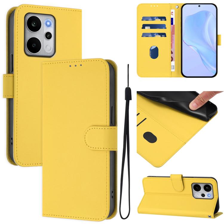 Skin Feel Solid Color Leather Phone Case with Lanyard, For Realme P4 Power 5G, For Realme Note 80 4G Global