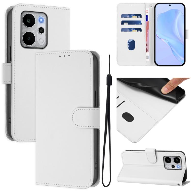 Skin Feel Solid Color Leather Phone Case with Lanyard, For Realme P4 Power 5G, For Realme Note 80 4G Global