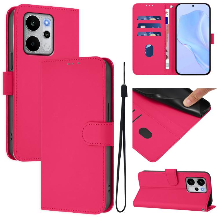 Skin Feel Solid Color Leather Phone Case with Lanyard, For Realme P4 Power 5G, For Realme Note 80 4G Global