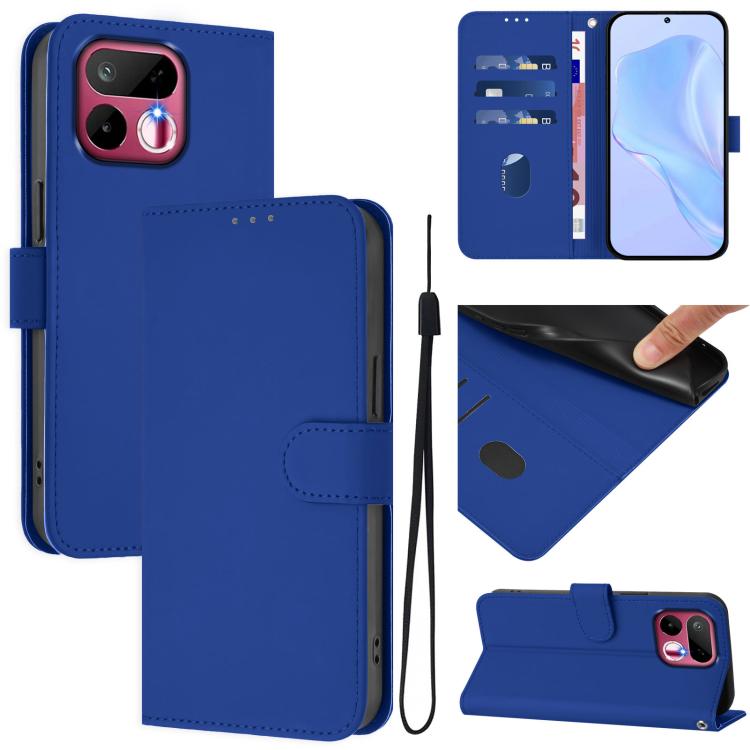Skin Feel Solid Color Leather Phone Case with Lanyard, For Realme 16T 5G Global, For Realme C100 5G/15X 5G India