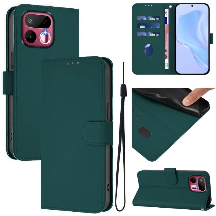 Skin Feel Solid Color Leather Phone Case with Lanyard, For Realme 16T 5G Global, For Realme C100 5G/15X 5G India