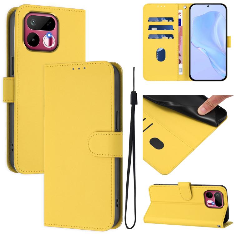 Skin Feel Solid Color Leather Phone Case with Lanyard, For Realme 16T 5G Global, For Realme C100 5G/15X 5G India