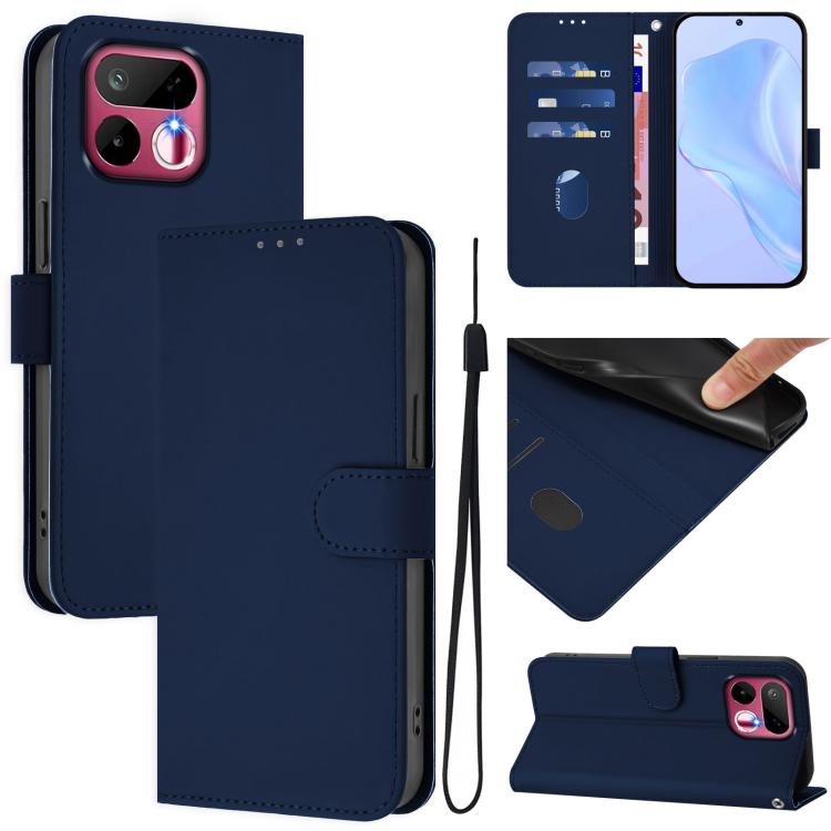Skin Feel Solid Color Leather Phone Case with Lanyard, For Realme 16T 5G Global, For Realme C100 5G/15X 5G India