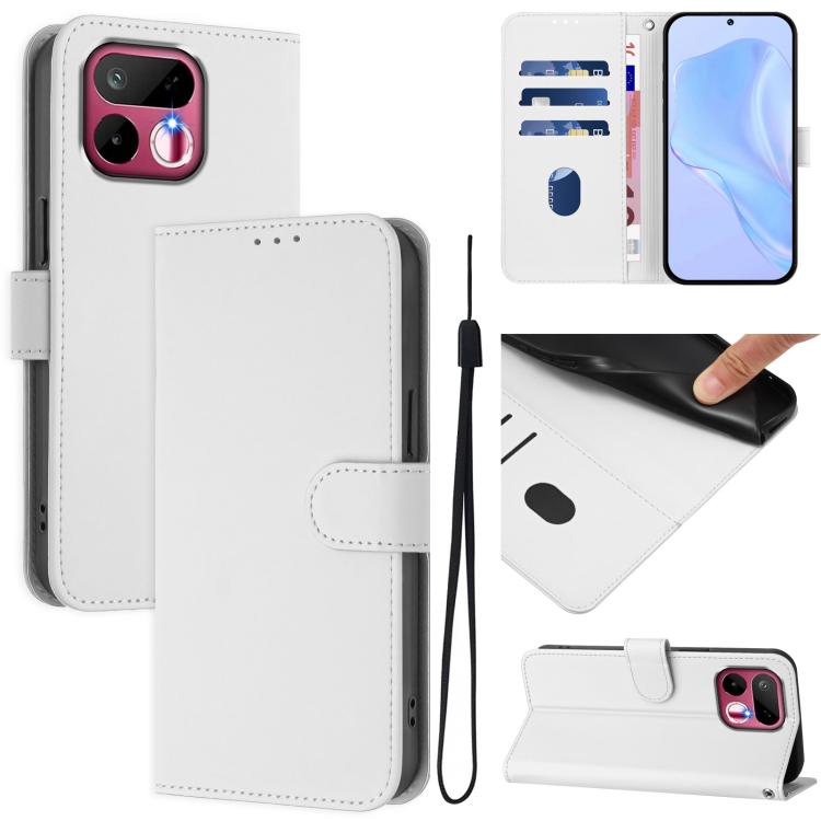 Skin Feel Solid Color Leather Phone Case with Lanyard, For Realme 16T 5G Global, For Realme C100 5G/15X 5G India