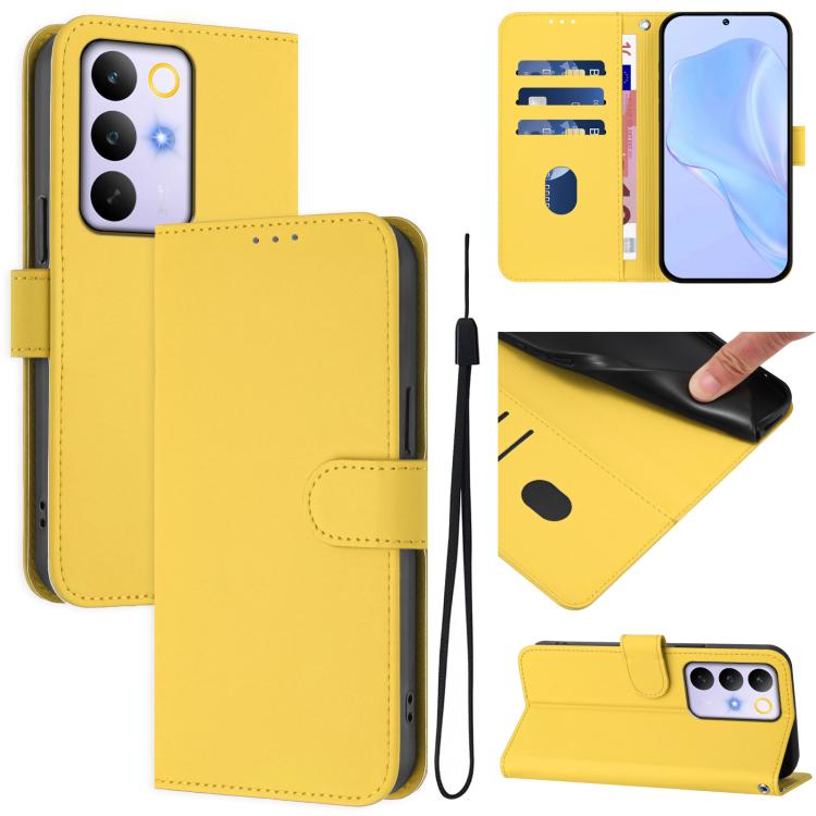 Skin Feel Solid Color Leather Phone Case with Lanyard, For Realme 16T 5G Global, For Realme C100 5G/15X 5G India