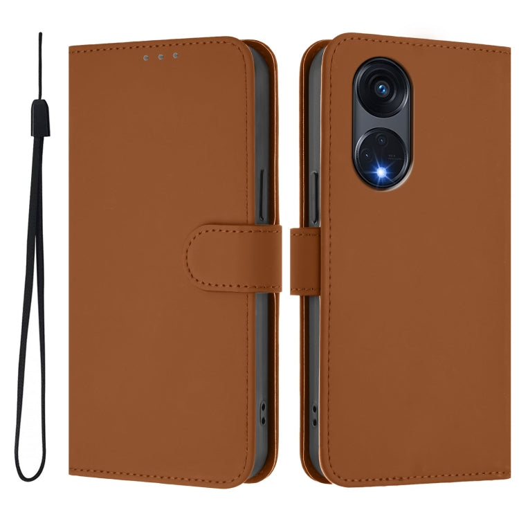 Skin Feel Solid Color Leather Phone Case with Lanyard, For OPPO A1 Pro 5G, For OPPO A57 4G Global