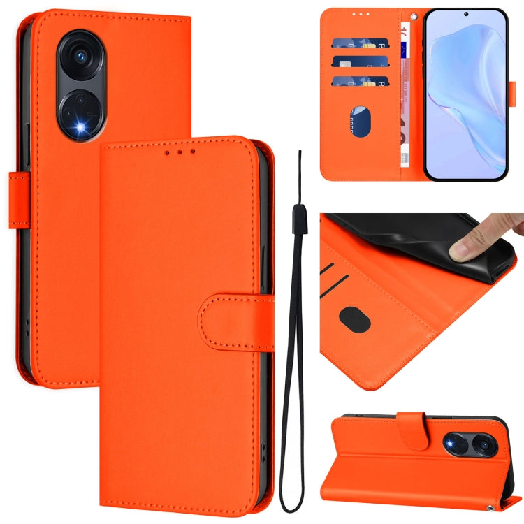 Skin Feel Solid Color Leather Phone Case with Lanyard, For OPPO A1 Pro 5G, For OPPO A57 4G Global