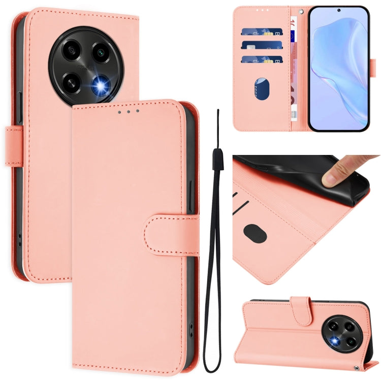 Skin Feel Solid Color Leather Phone Case with Lanyard, For OPPO A2 Pro 5G Global, For OPPO A60 4G Global
