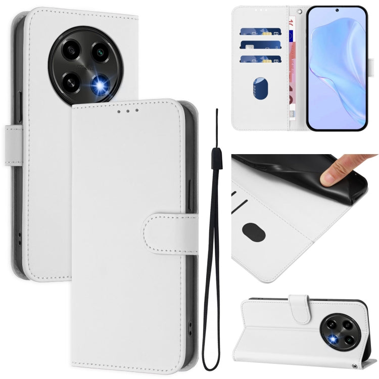 Skin Feel Solid Color Leather Phone Case with Lanyard, For OPPO A2 Pro 5G Global, For OPPO A60 4G Global
