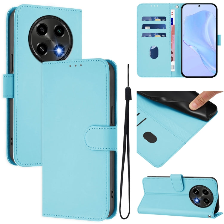 Skin Feel Solid Color Leather Phone Case with Lanyard, For OPPO A2 Pro 5G Global, For OPPO A60 4G Global