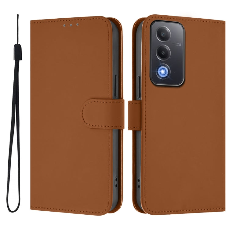 Skin Feel Solid Color Leather Phone Case with Lanyard, For OPPO A3 Pro Global, For OPPO Reno12 F Global