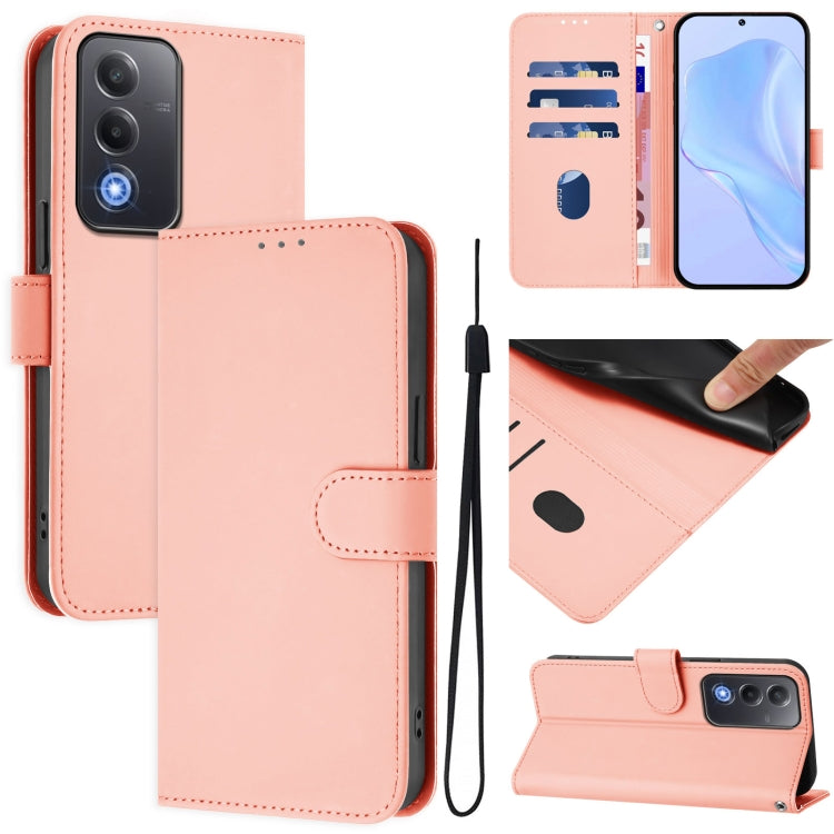 Skin Feel Solid Color Leather Phone Case with Lanyard, For OPPO A3 Pro Global, For OPPO Reno12 F Global