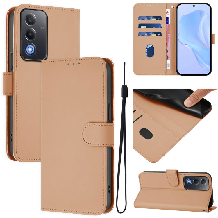 Skin Feel Solid Color Leather Phone Case with Lanyard, For OPPO A3 Pro Global, For OPPO Reno12 F Global