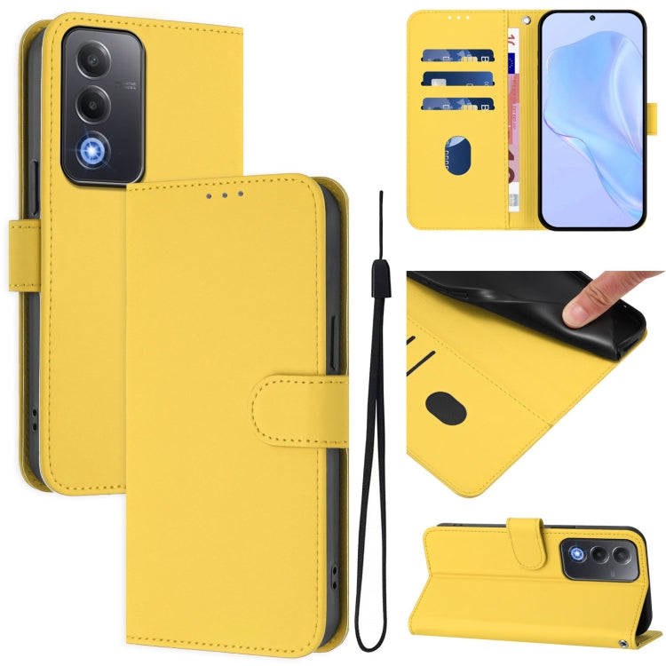 Skin Feel Solid Color Leather Phone Case with Lanyard, For OPPO A3 Pro Global, For OPPO Reno12 F Global