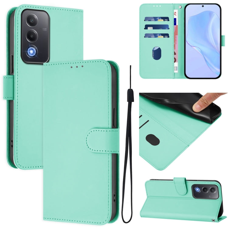 Skin Feel Solid Color Leather Phone Case with Lanyard, For OPPO A3 Pro Global, For OPPO Reno12 F Global
