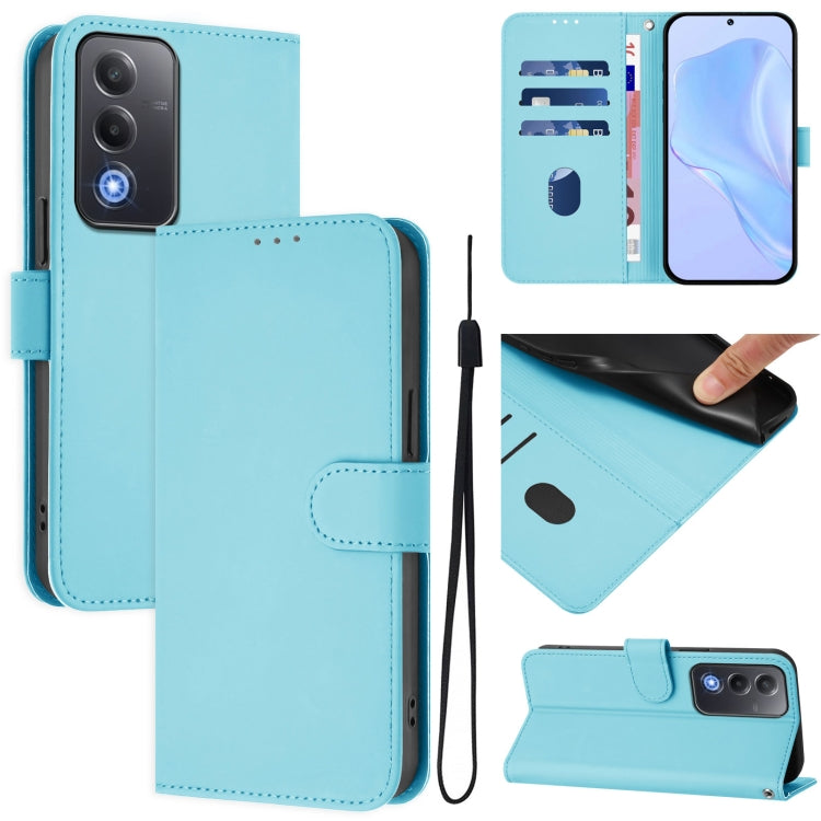 Skin Feel Solid Color Leather Phone Case with Lanyard, For OPPO A3 Pro Global, For OPPO Reno12 F Global