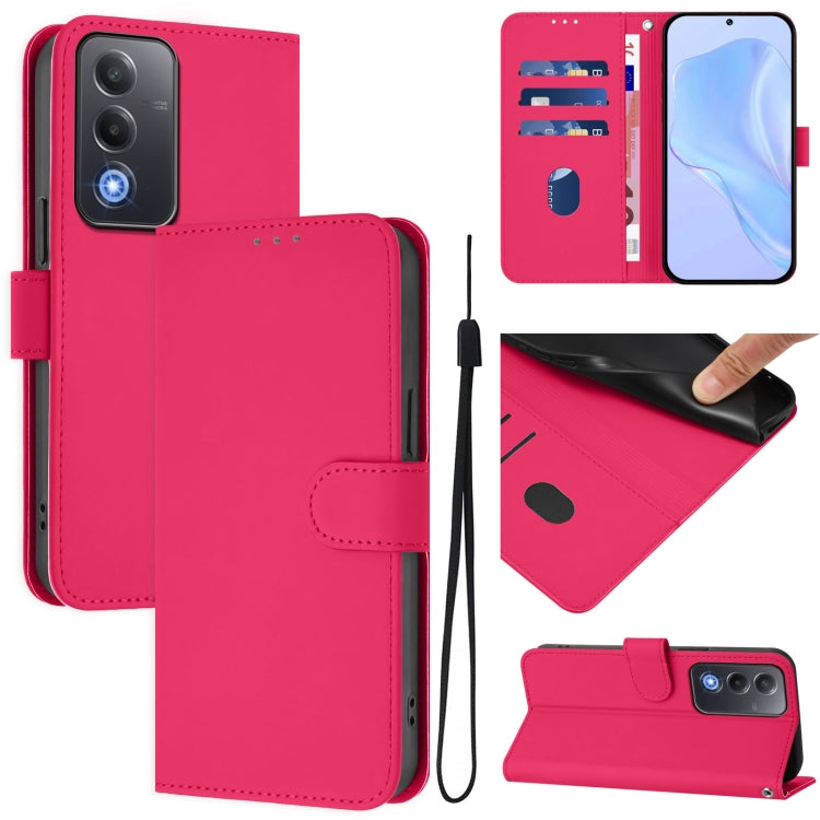 Skin Feel Solid Color Leather Phone Case with Lanyard, For OPPO A3 Pro Global, For OPPO Reno12 F Global