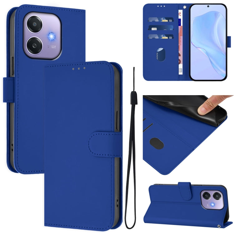 Skin Feel Solid Color Leather Phone Case with Lanyard, For OPPO A3x 5G Global, For OPPO Find X8