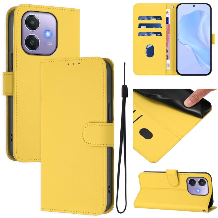 Skin Feel Solid Color Leather Phone Case with Lanyard, For OPPO A3x 5G Global, For OPPO Find X8