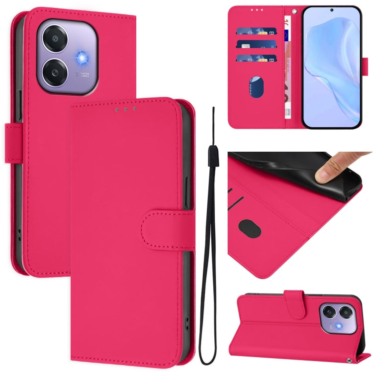 Skin Feel Solid Color Leather Phone Case with Lanyard, For OPPO A3x 5G Global, For OPPO Find X8
