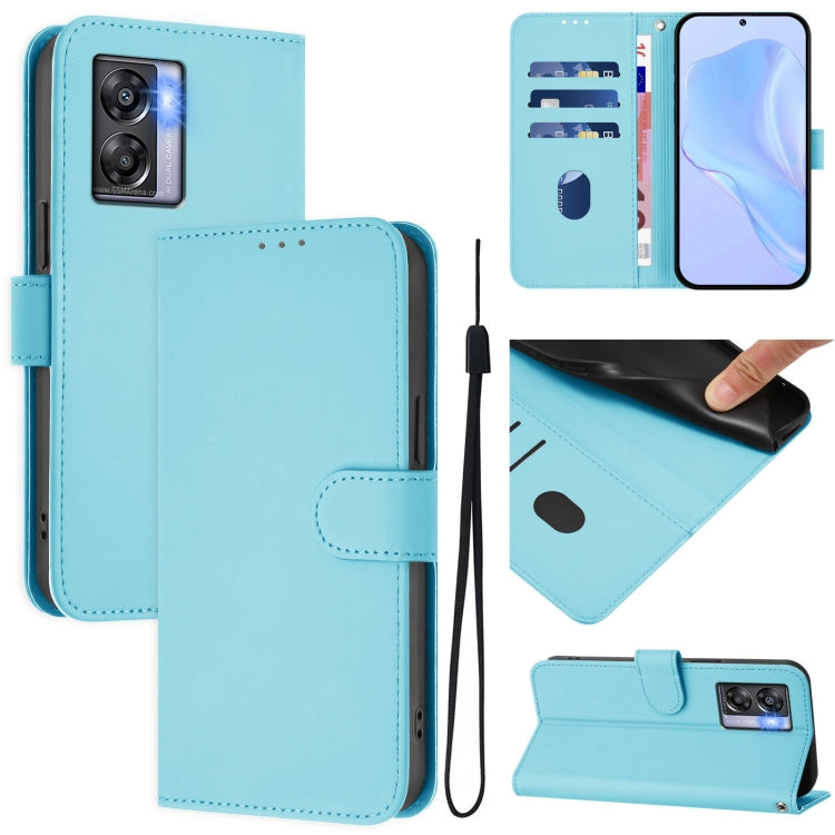 Skin Feel Solid Color Leather Phone Case with Lanyard, For OPPO Reno9 5G / Reno9 Pro 5G, For OPPO A77 5G / A97 5G
