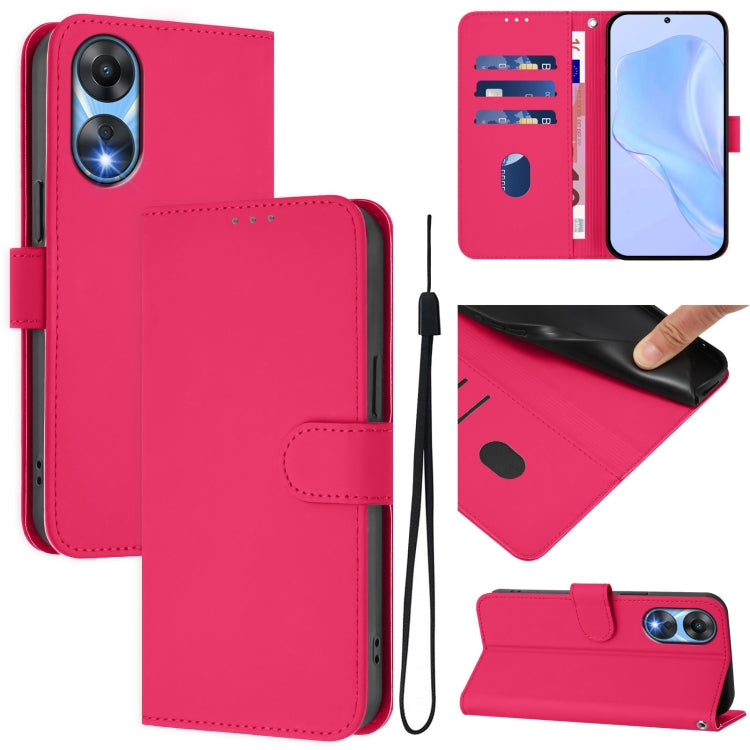 Skin Feel Solid Color Leather Phone Case with Lanyard, For OPPO A78 5G Global, For OPPO Reno8 T 4G
