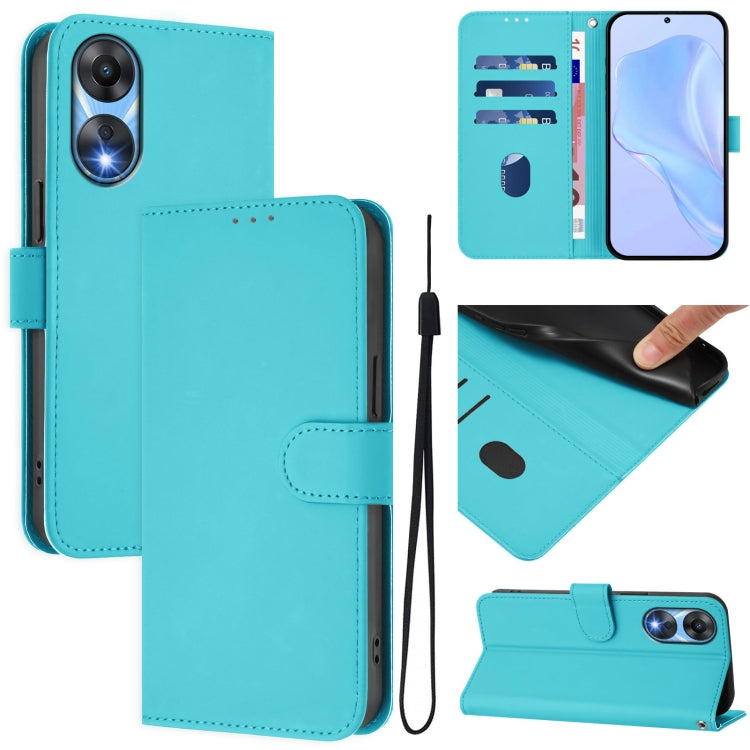Skin Feel Solid Color Leather Phone Case with Lanyard, For OPPO A78 5G Global, For OPPO Reno8 T 4G