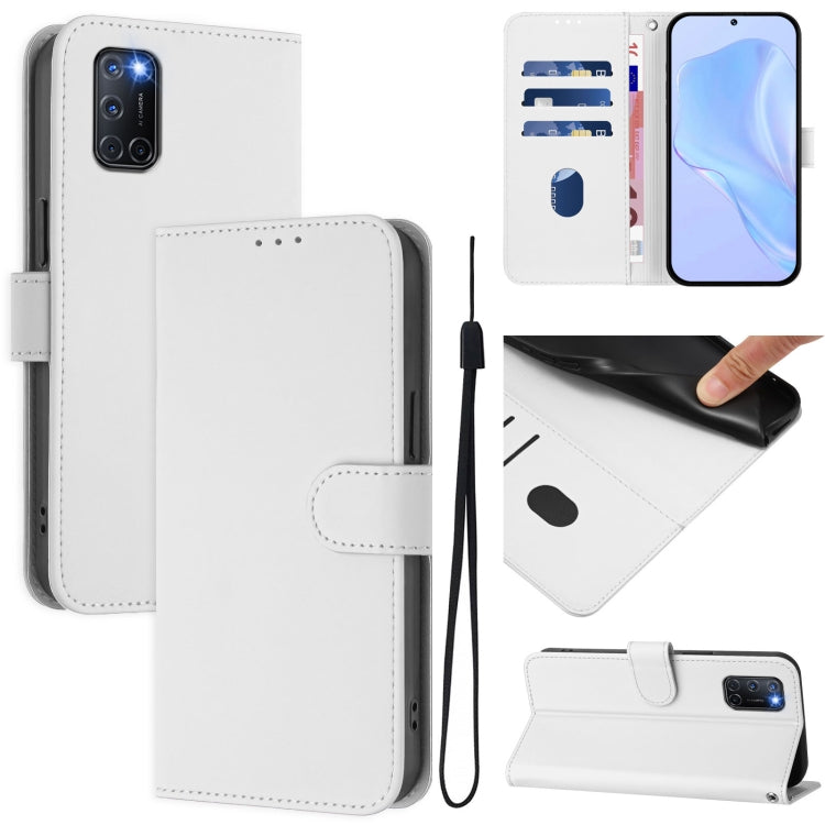 Skin Feel Solid Color Leather Phone Case with Lanyard, For OPPO F17 Pro, For OPPO A72 / A52 / A92 4G